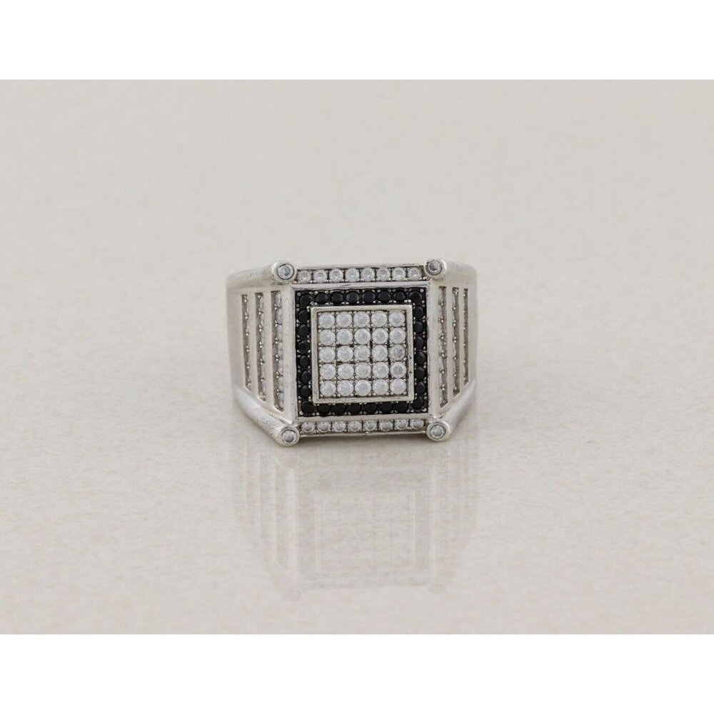 Men's Blue & White Cubic Zirconia Ring Size 10 1/4